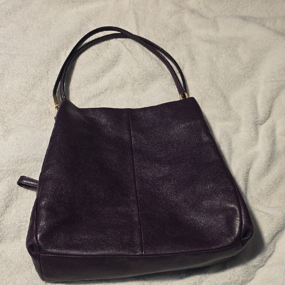 Coach Dark Purple Leather Shoulder Bag